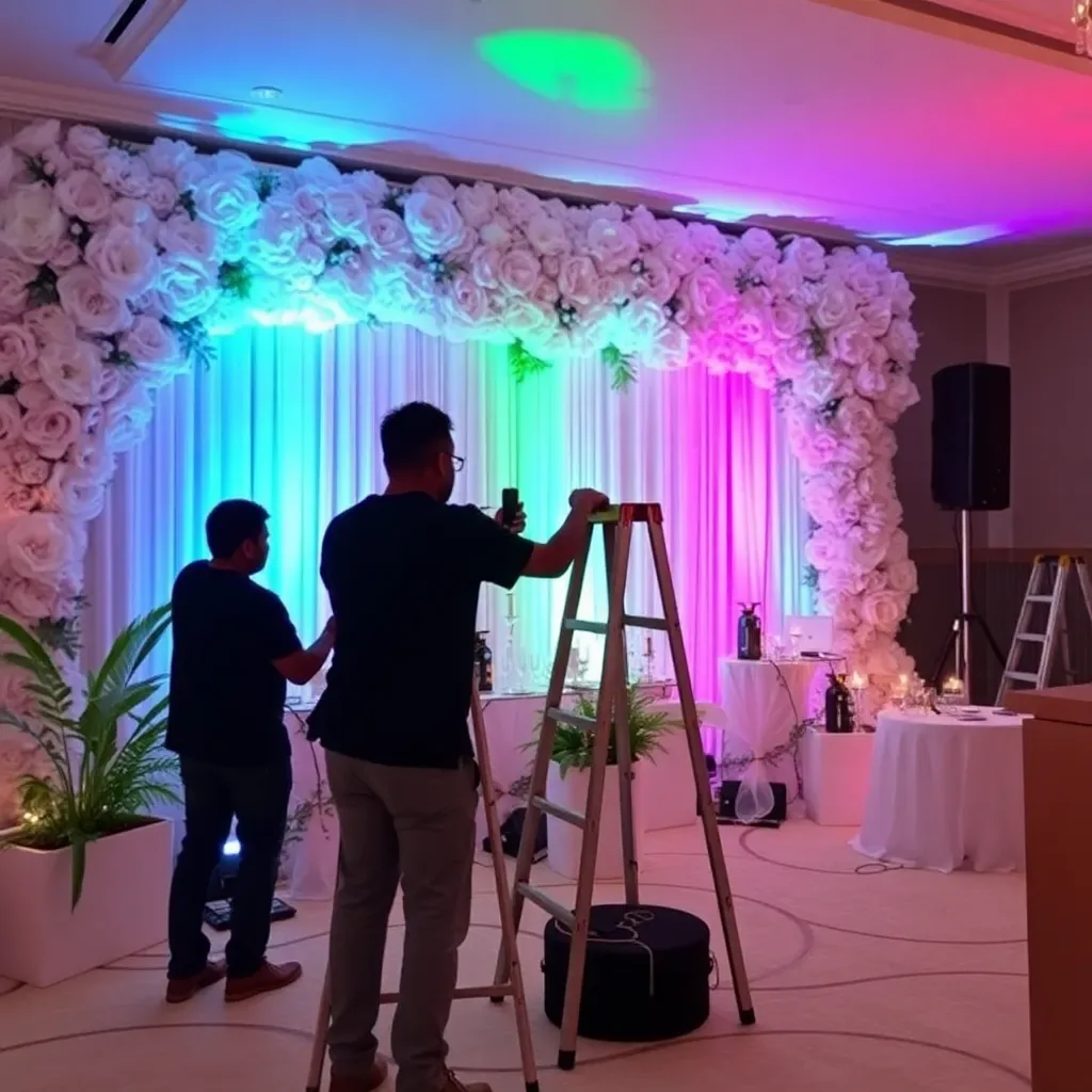 Montagem de decoração para festa
